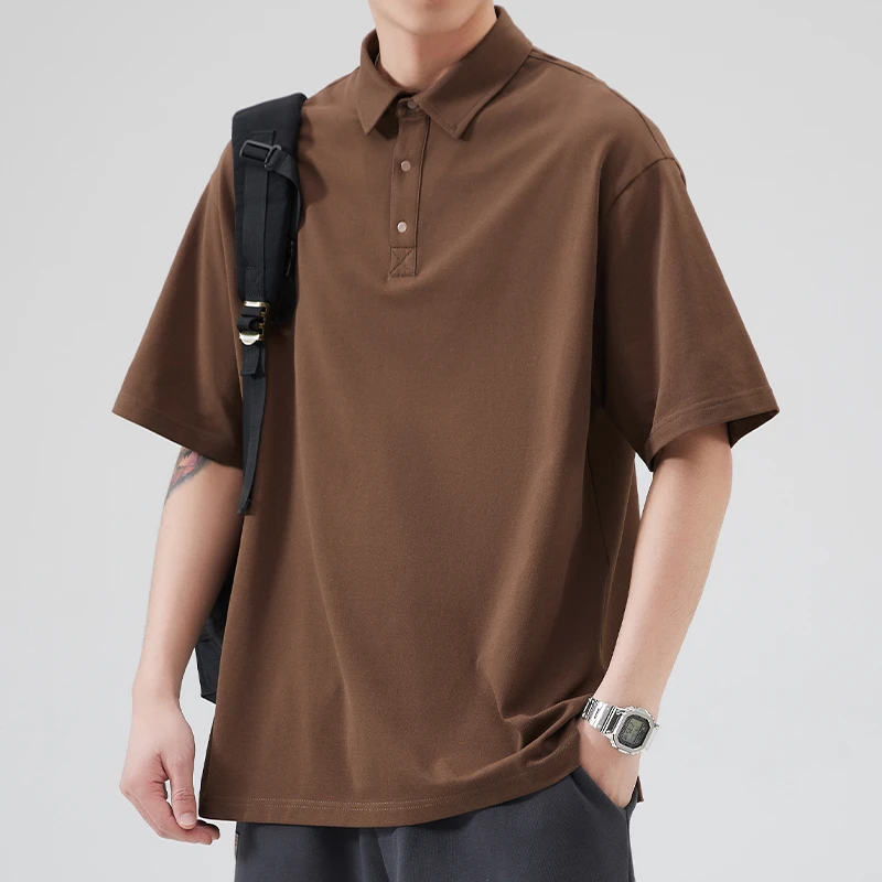简约短袖polo衫男夏季薄款休闲宽松半袖t恤有领纯色男士体恤上衣