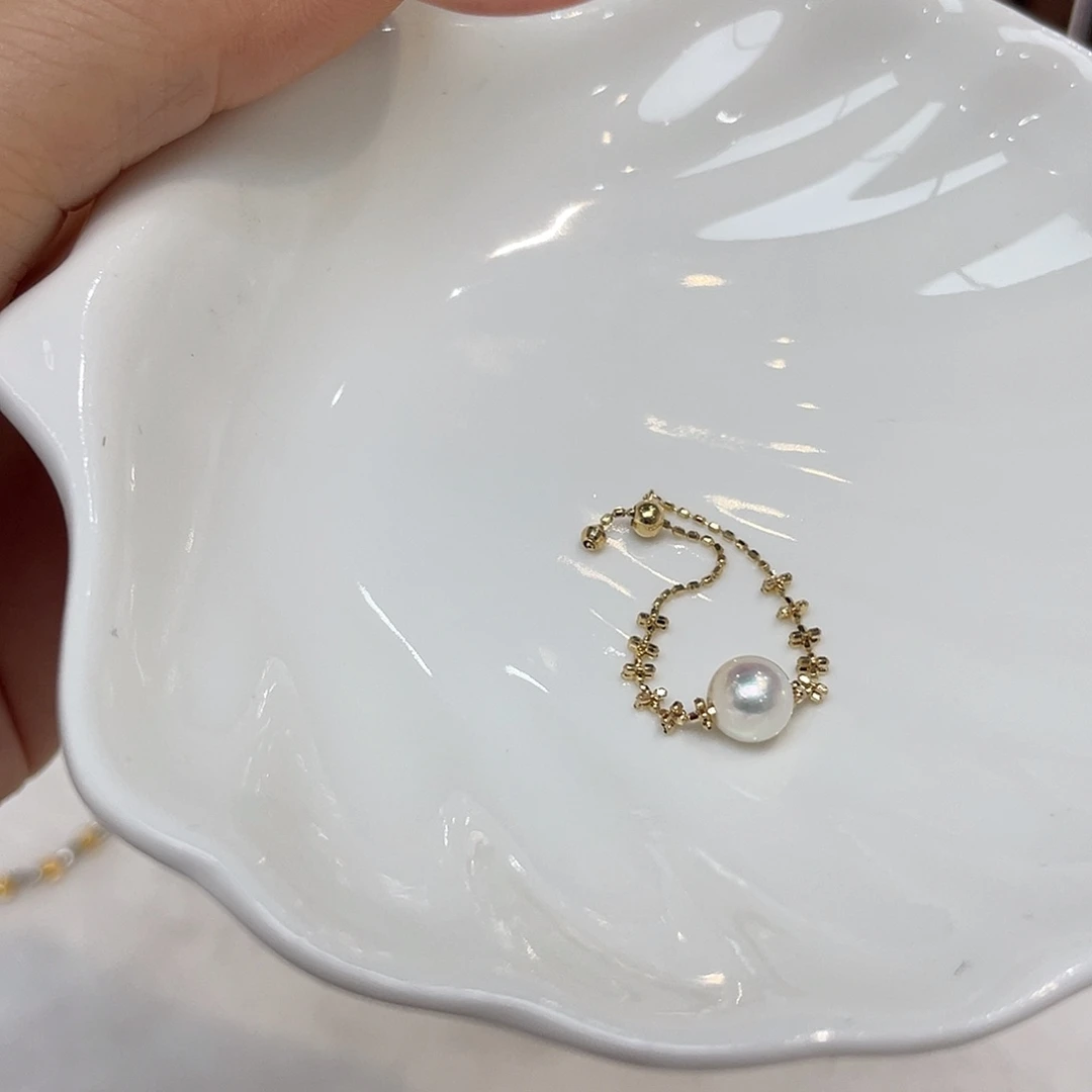 18K金镶嵌戒指海水珍珠