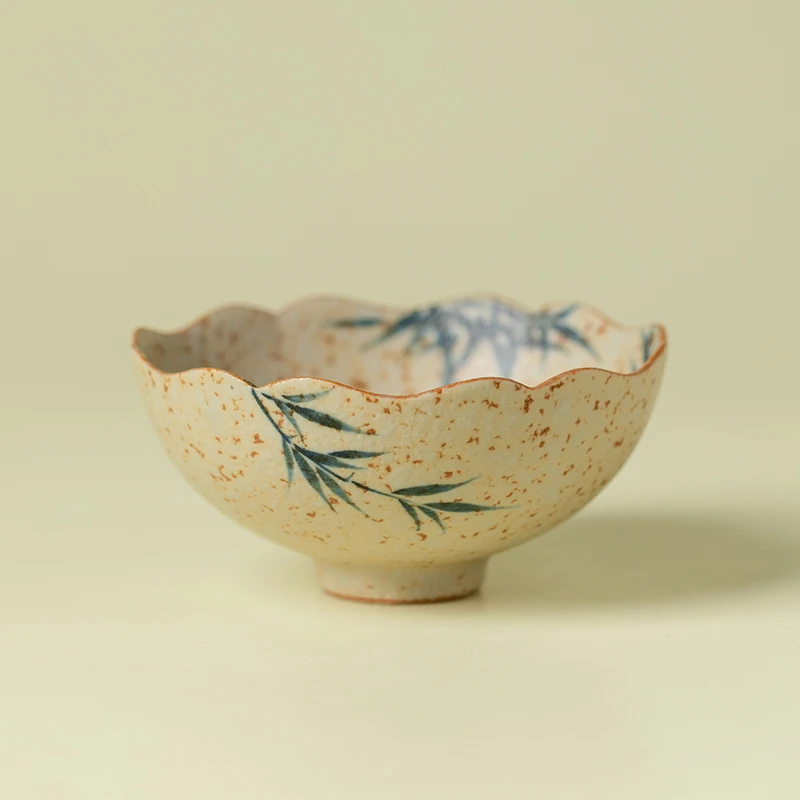 赞朴茶杯青花火石红手绘青竹莲花杯陶瓷功夫茶具个人专用喝茶杯子