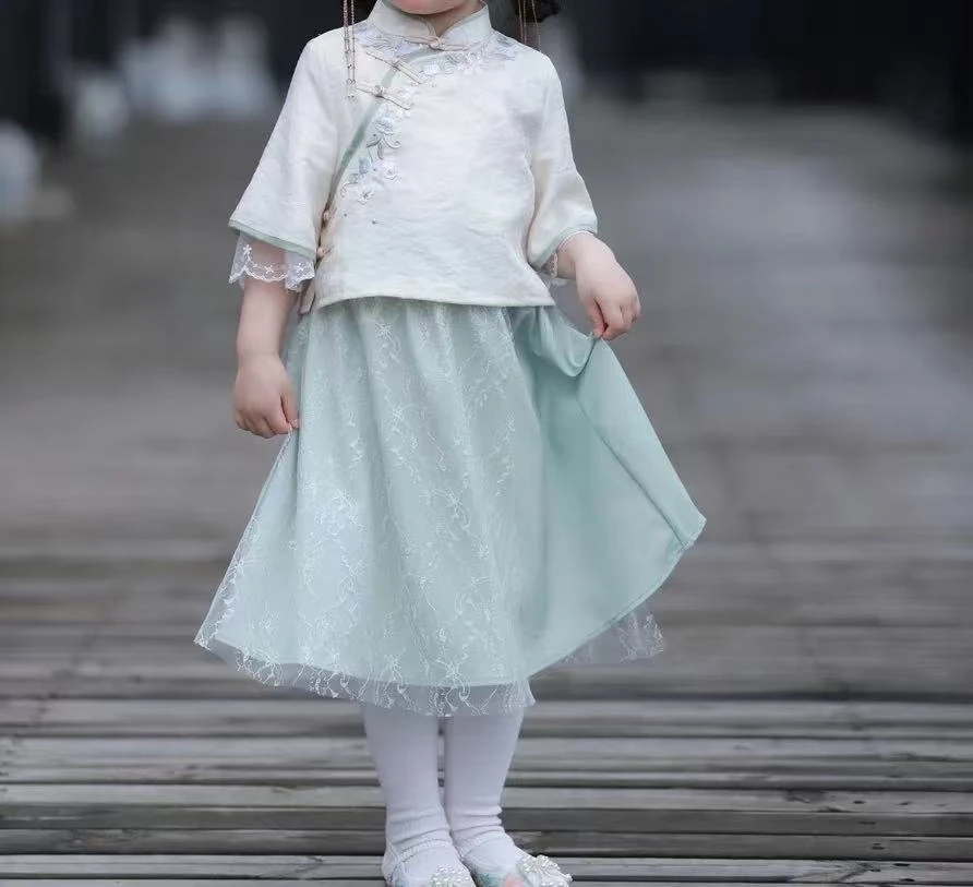 【清黛】B202女宝夏款国风套装刺绣百搭