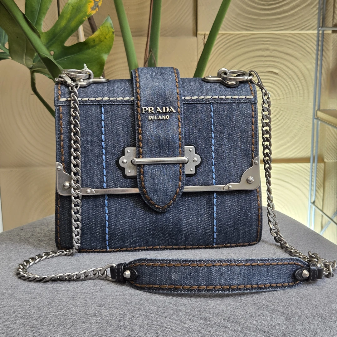 95新 Prada/普拉达 达达/单宁翻盖斜挎包