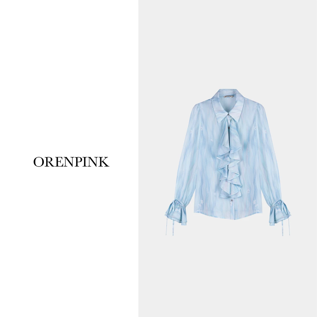 OREN PINK/奥粉25年新款早春款飘逸优雅气质法式设计感女装上衣