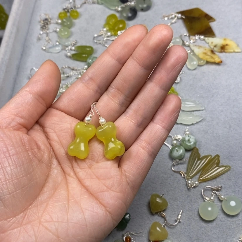【闪购商品】蛇纹石玉挂件耳饰耳环项链未镶嵌小****没