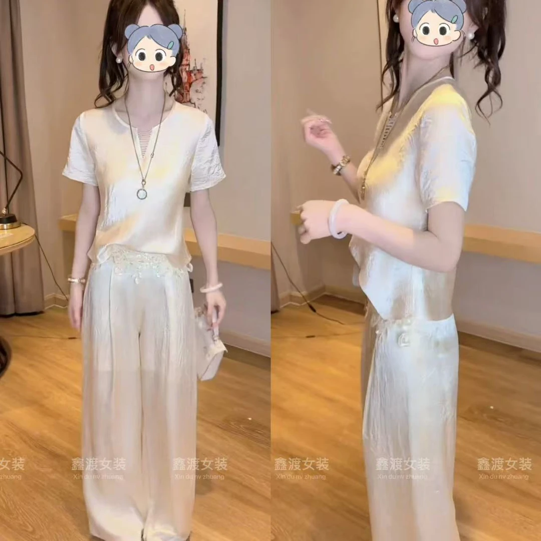 2025夏季新款时尚显瘦气质女士网红洋气两件套百搭款D9884