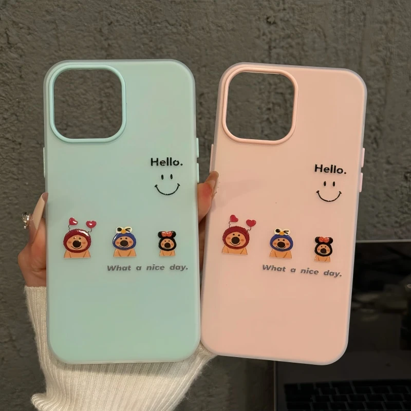 笑脸柿子椒熊适用苹果16pro创意iPhone15果冻手机壳可爱防摔华为p