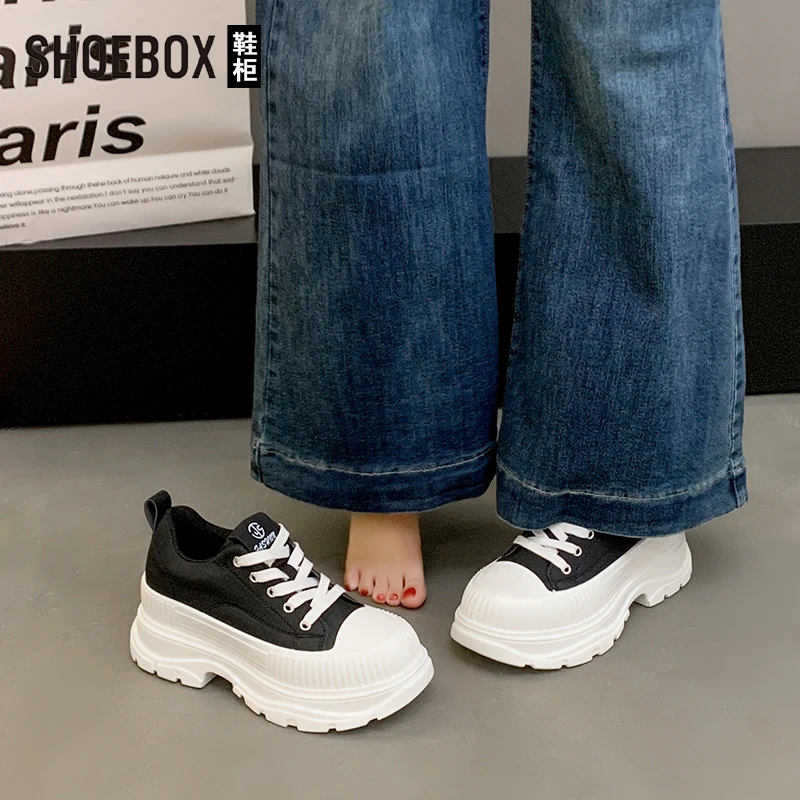 SHOEBOX鞋柜厚底运动鞋2025新款春季爆款女鞋休闲鞋松糕鞋板鞋