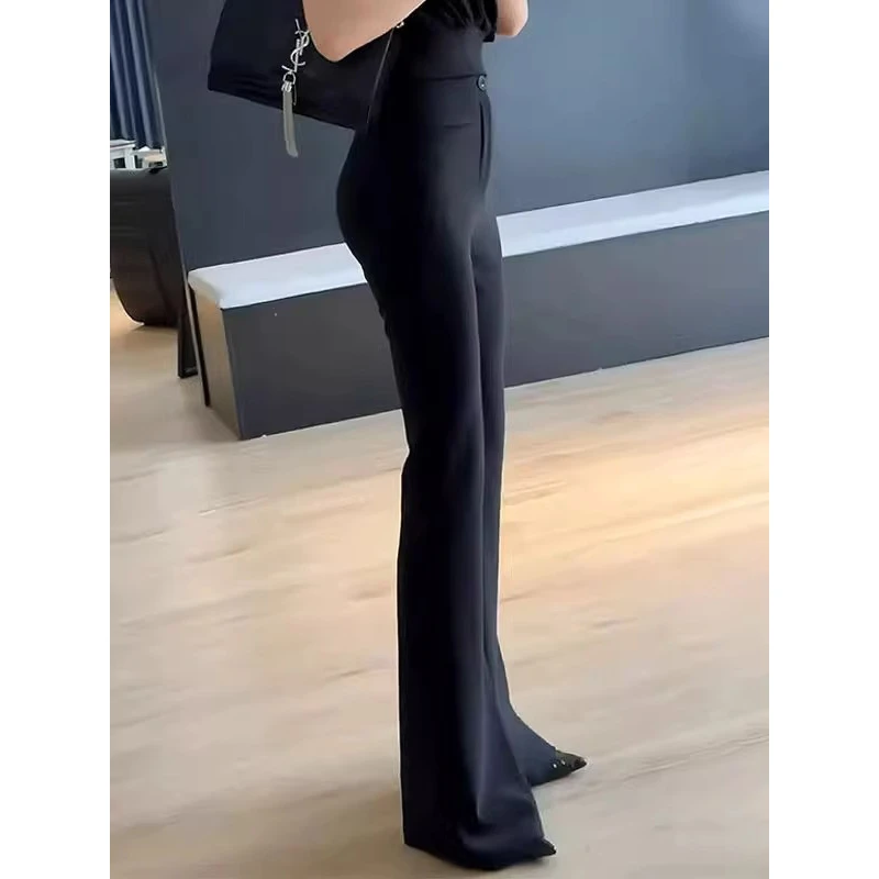 【现货+运补6-8+三个裤长】黑色微喇叭裤女秋季西装裤子高腰马蹄裤