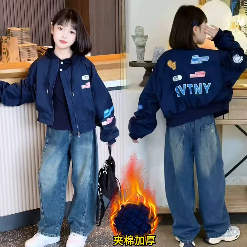 女童美式短款外套秋冬季2025新款洋气儿童机车风棒球服韩版上衣潮