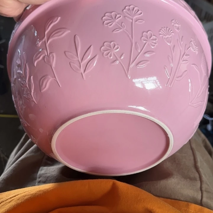 外贸尾单高温陶瓷微瑕粉色30厘米烘焙碗