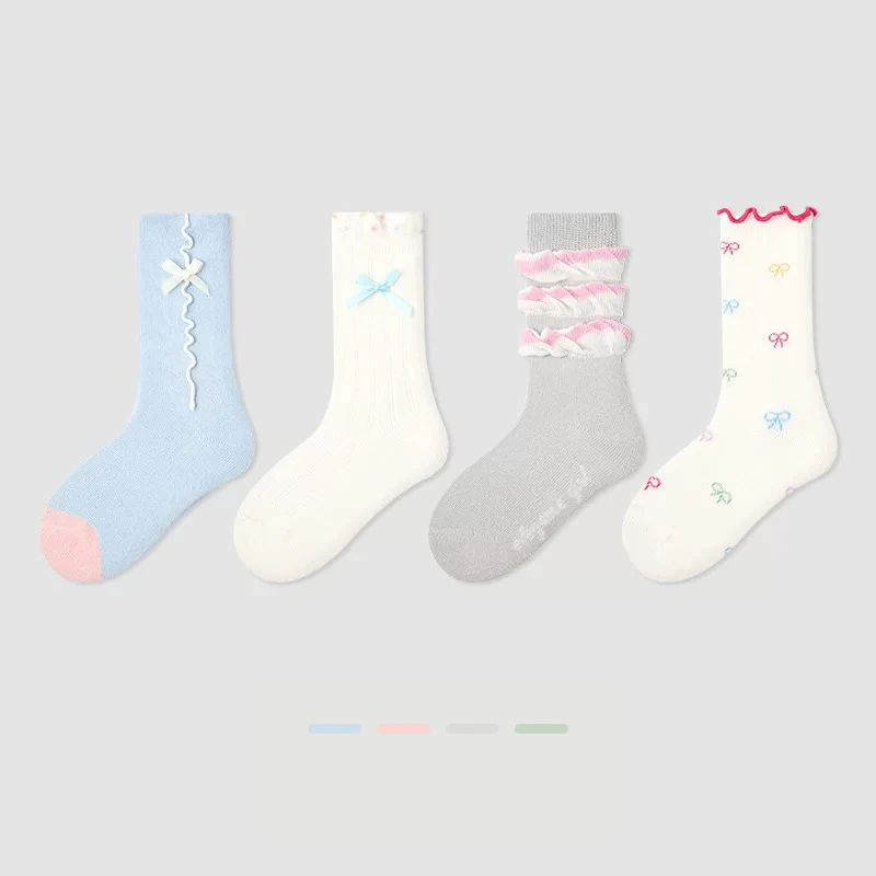 【蓝小爸专属】儿童袜子春夏蓝色系甜美公主风精梳棉袜1-12岁中筒袜