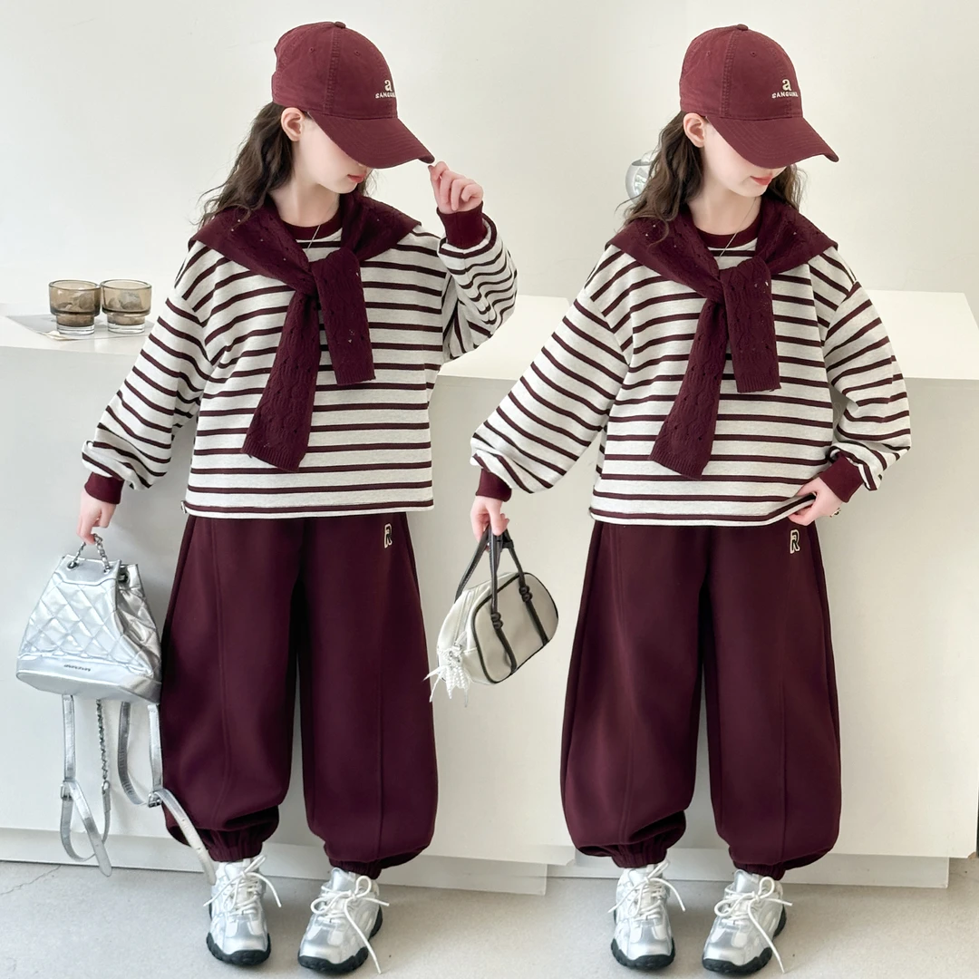 女童套装春秋装2025新款洋气女大童休闲卫衣儿童秋季时髦两件套潮