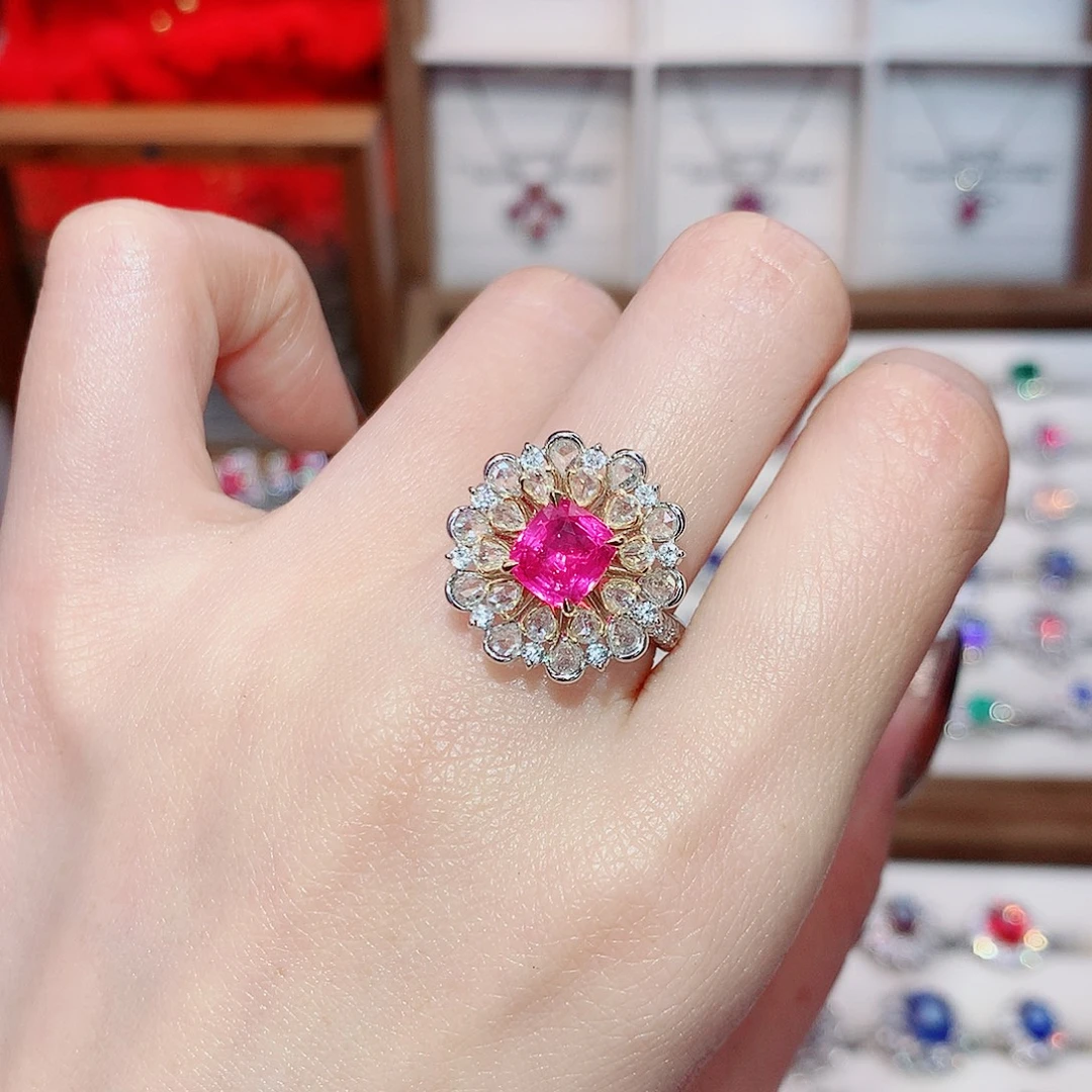 戒指蓝宝石18K金镶嵌2.05ct/天然宝石/七天无理由