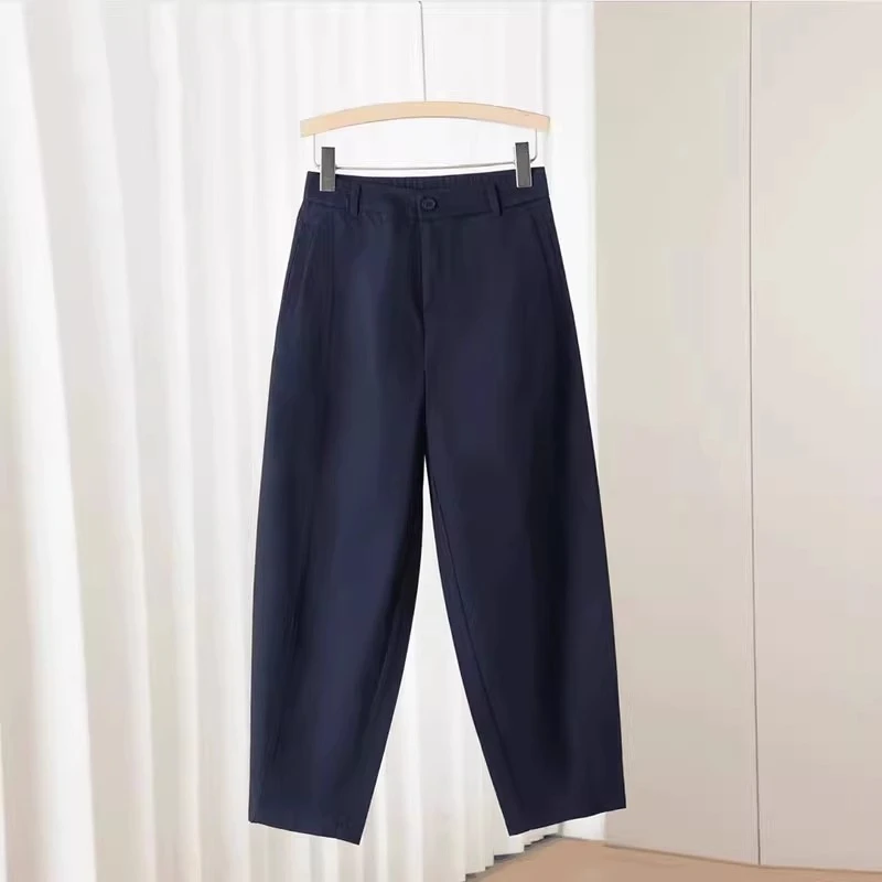 黑色哈伦休闲裤女秋季新款大码高腰显瘦梨形身材小个子九分镰刀裤