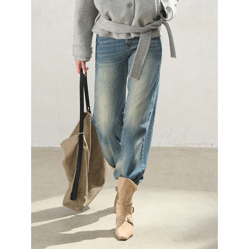 Lulusmiracle【西部秀场】李小璐同款复古百搭休闲直筒牛仔裤