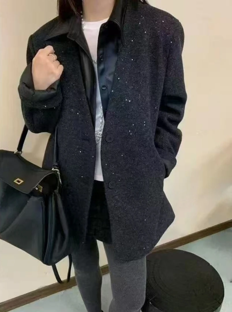 Manmi 假两件拼接满天星西装外套 81376（B6）