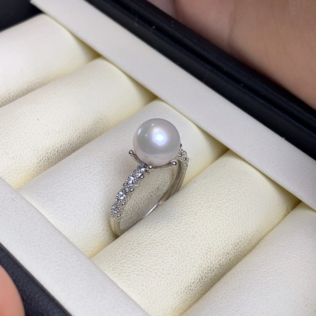 银S925镶嵌淡水珍珠戒指特价