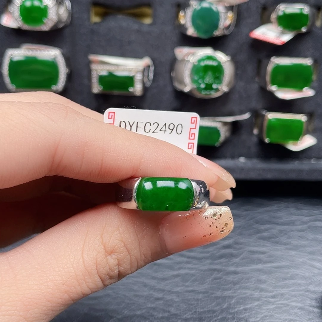 翡翠戒指银S925镶嵌虞***馆编号2490