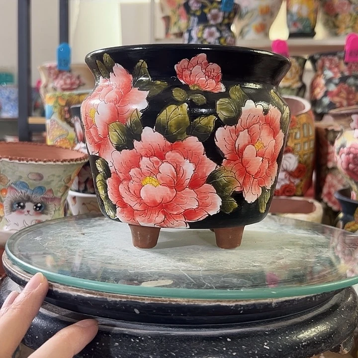 景德镇手绘花盆满38包邮
