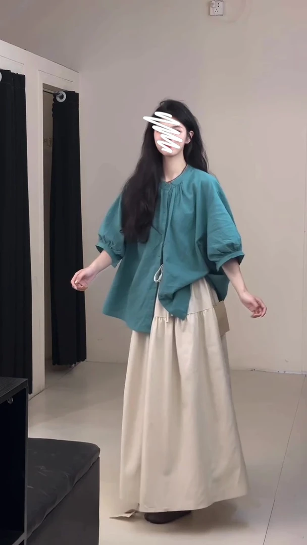 今年流行漂亮宽松气质衬衫高腰半身裙套装2025年女春夏慵懒风穿搭