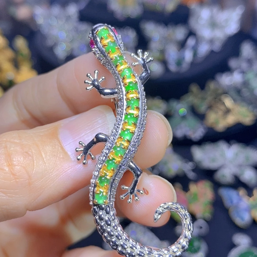 翡翠银S925镶嵌吊坠(不含链)天然翡翠