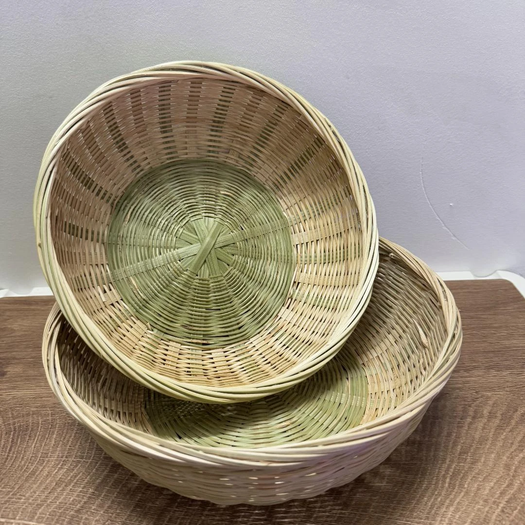 竹青手工编织馒头收纳筐耐用结实家用水果篮25cm+22cm