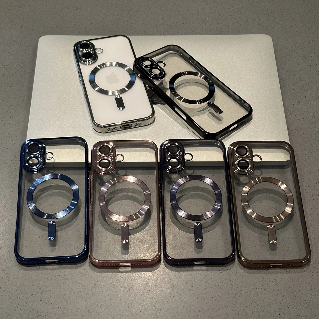 欧克里里电镀磁吸壳适用iphone16promax手机壳苹果15/14镜头膜13