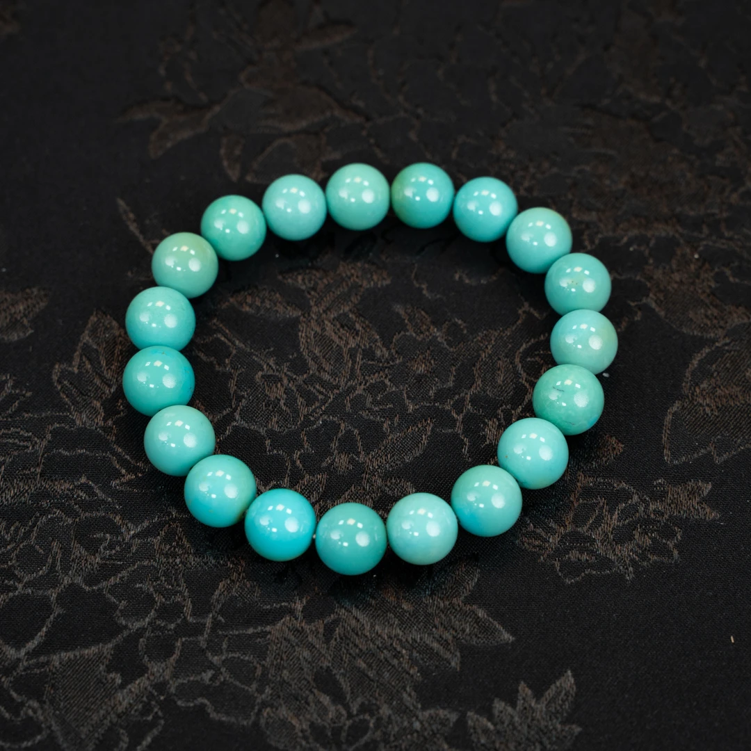 【玉鹤专属】天然原矿绿松石10mm+圆珠手串 一件