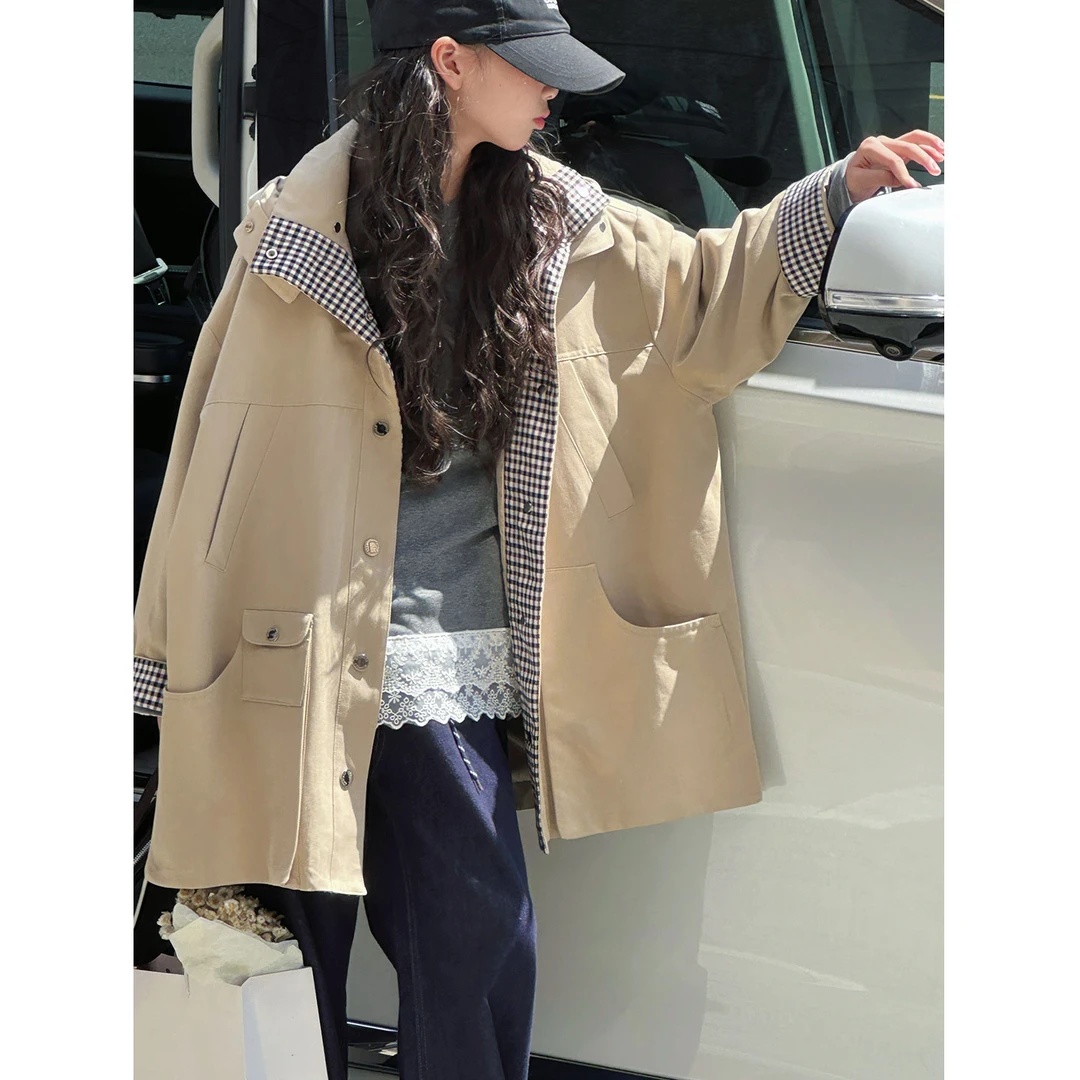 K29556孙小美撞色女童风衣外套2025秋装新款儿童上衣大童春秋夹克
