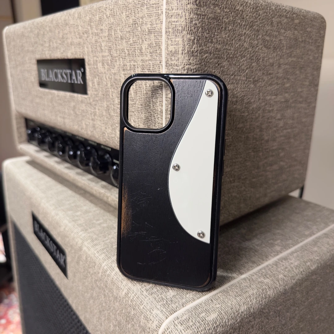 复古黑色白护板摇滚电吉他手机壳防摔保护壳ins潮流手机壳