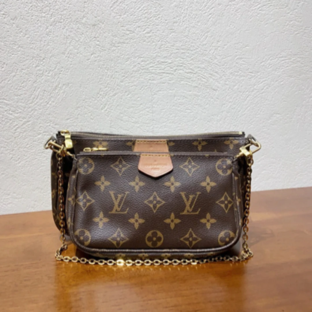 99新 LouisVuitton/路易威登 老花Multi Pochette五合一绿色肩带