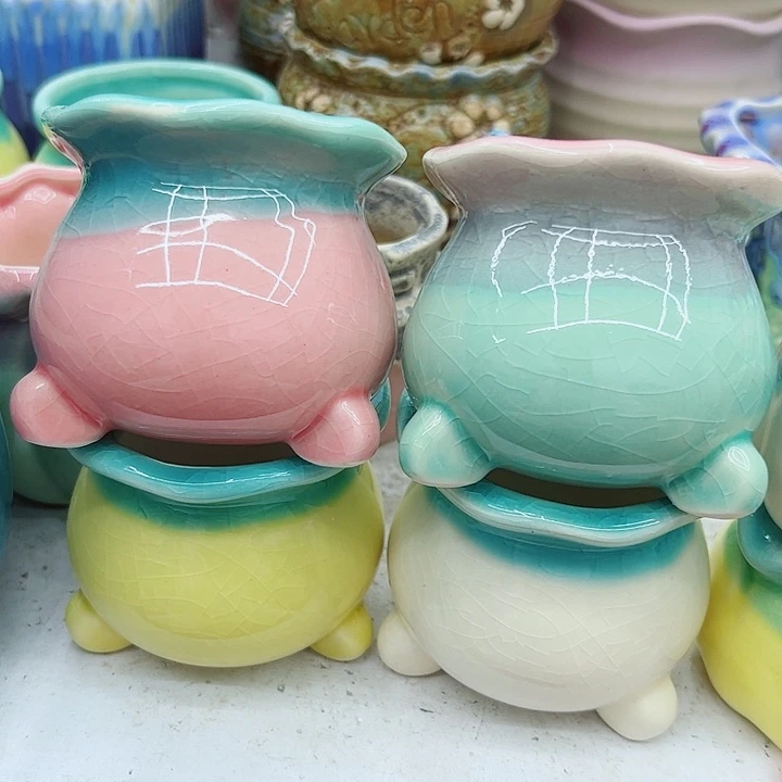 多肉绿植陶瓷花盆9.9包邮，有孔