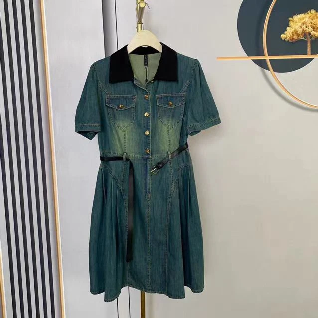 C55【专属】时尚气质修身显瘦小个子牛仔连衣裙RS-ZLX24BL525