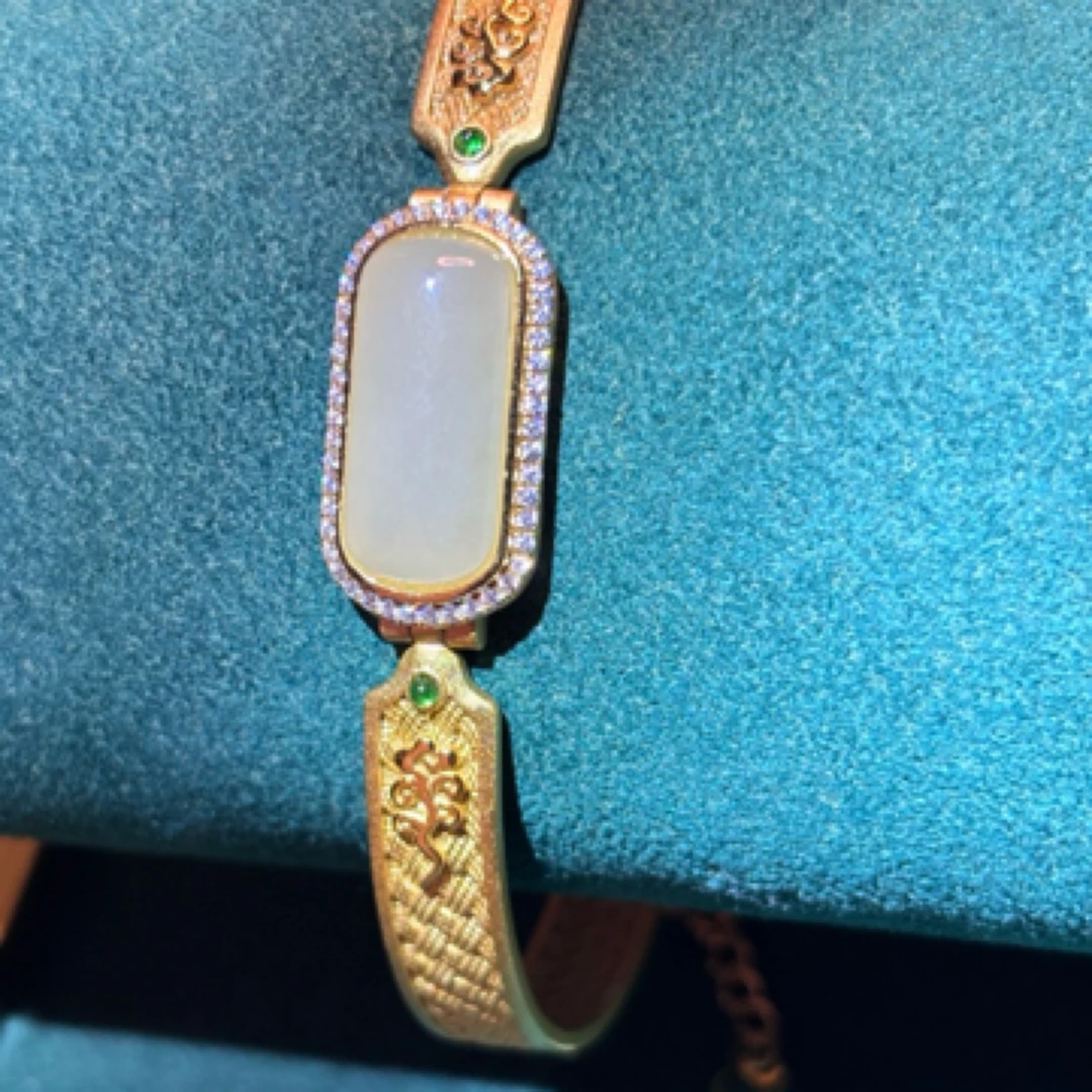 925银合成锆石银制品 月夜 珐琅镯链