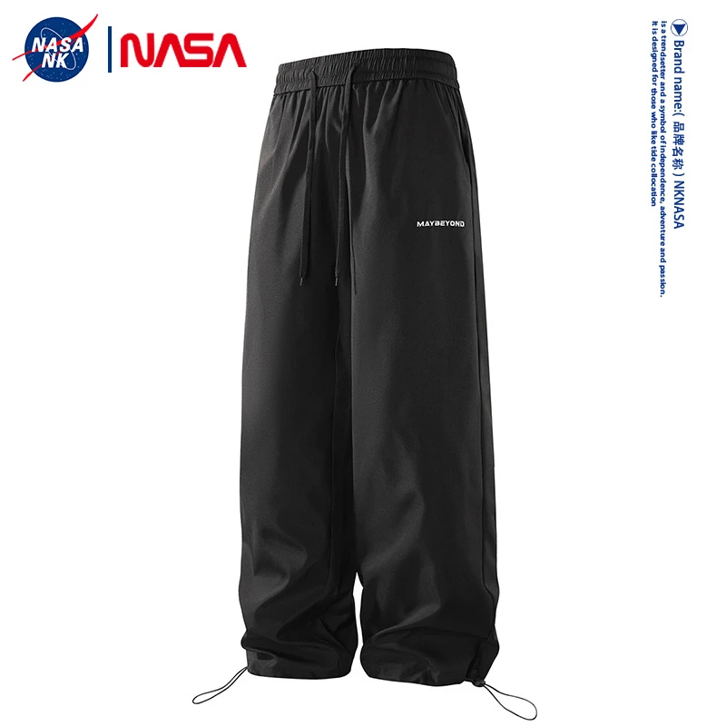 NASA联名美式抽绳休闲直筒裤男春秋季潮牌运动长裤舒适百搭阔腿裤