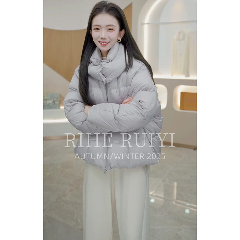 R H 【欧包】复古高端质感休闲显瘦连帽拉链白鹅绒羽绒服2500289