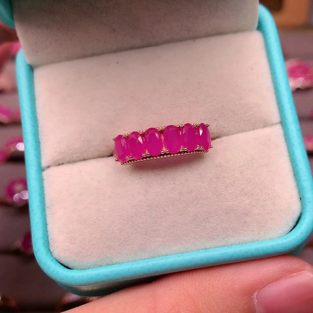 红宝石戒指银S925镶嵌