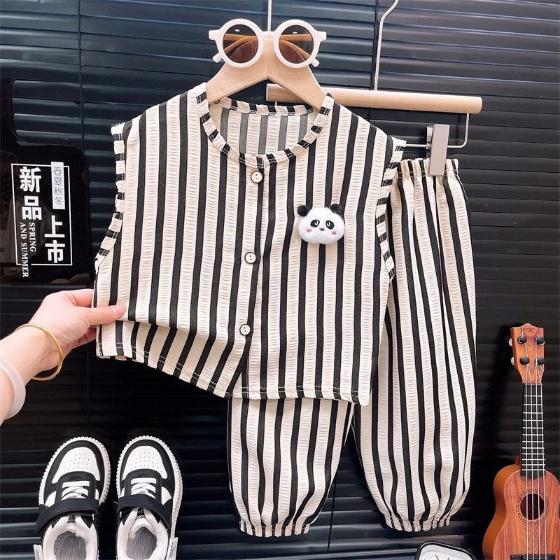 【小熊玩偶】夏季新款童装儿童韩版背心宝宝春季衣服居家服厂批发