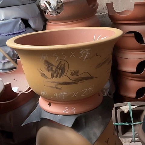 紫砂花盆大金钟盆一个