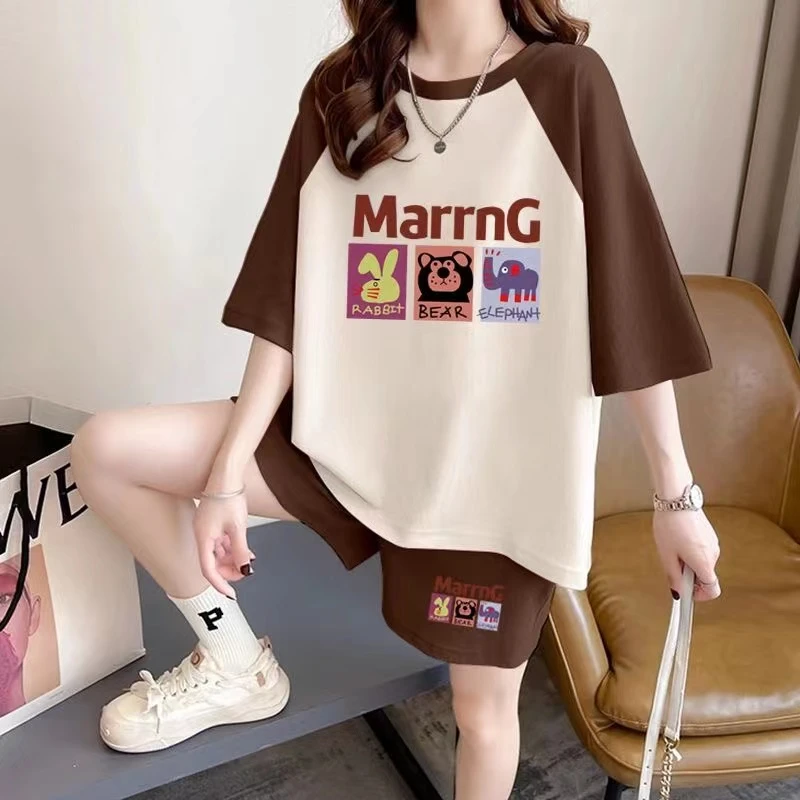 外贸原单时尚气质运动休闲套装女夏季宽松显瘦减龄时髦洋气两件套