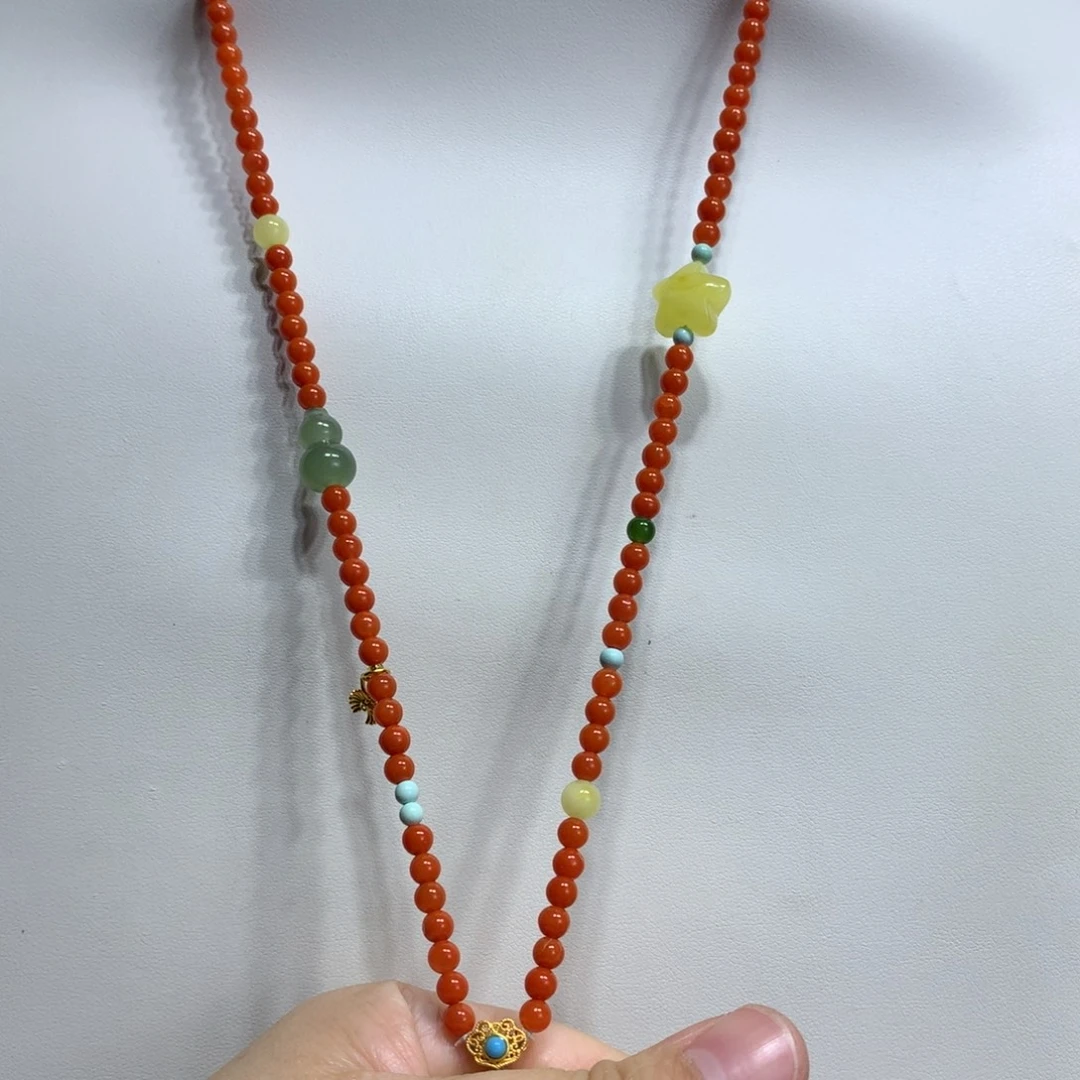 南红玛瑙未镶嵌颈饰4mm