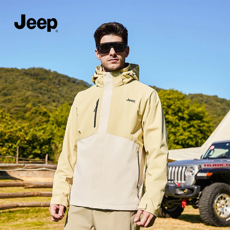 吉普（Jeep）冲锋衣三合一可拆卸舒适轻户外防风防水登山服冲锋衣