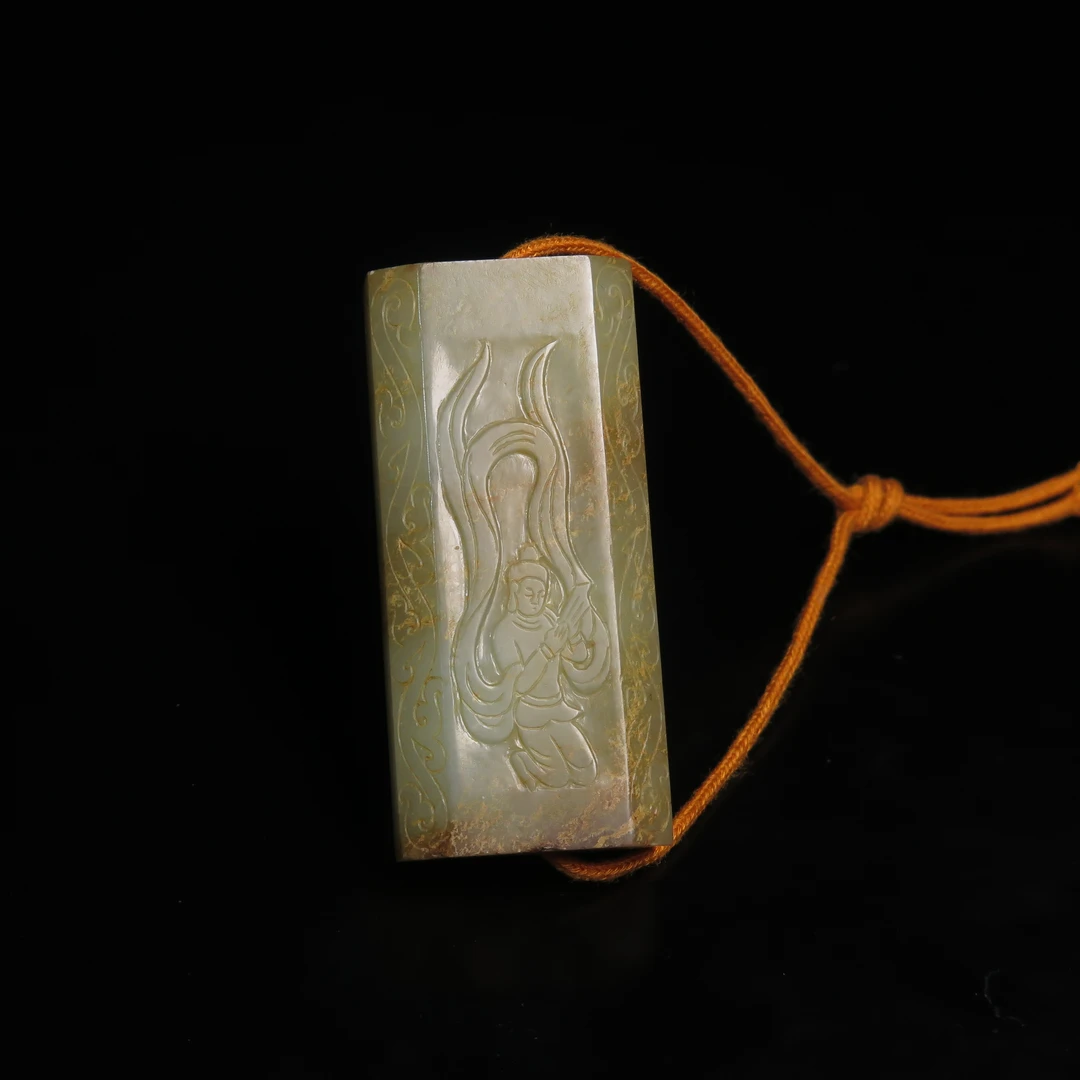 清代飞天纹勒子/MZ064327/和田玉/民族文物