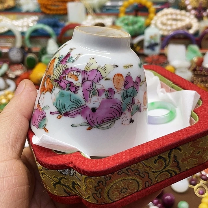 ****晨青花彩绘小主人杯子