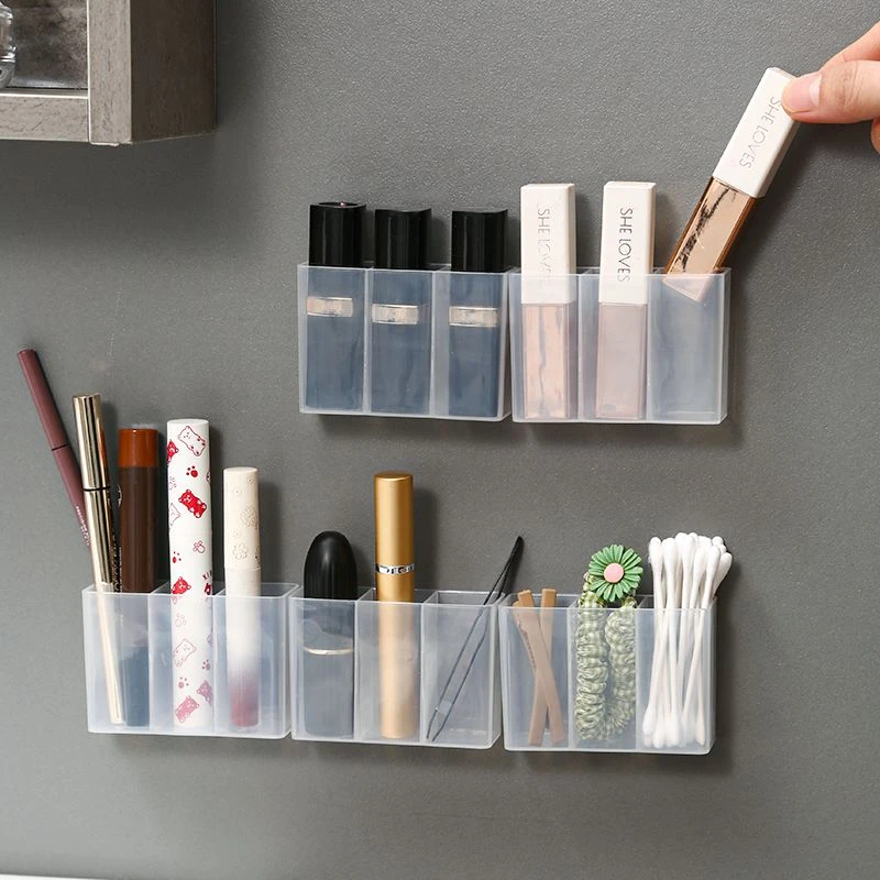 三分格壁挂分格盒免打孔小物收纳眉毛夹剪刀眉笔刷子口红收纳盒d2