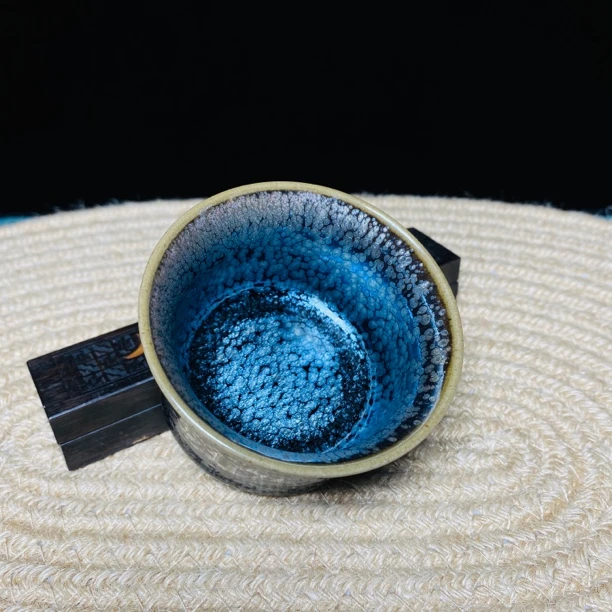 建窑建盏纯手工陶瓷时来运转油滴主人杯天目茶杯茶具礼盒装茶盏