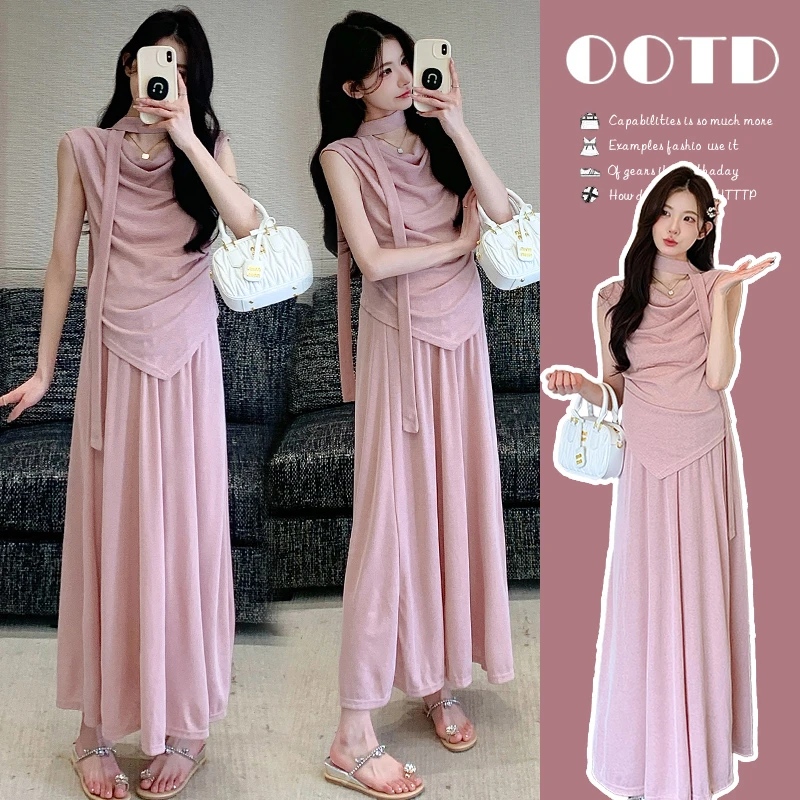 孕妇时尚套装2025新款辣妈设计款弹力夏季甜美韩系大码两件套