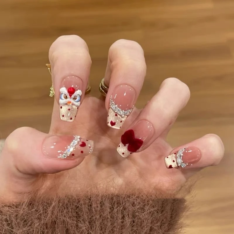 【心悦醒狮】纯手工穿戴甲冬季圣诞温柔纯手工气质纯欲高级复古返潮