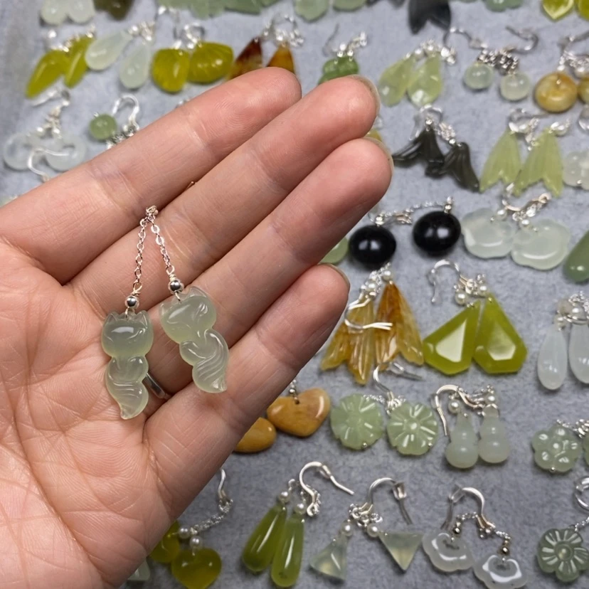 【闪购商品】蛇纹石玉未镶嵌挂件耳饰耳环项链