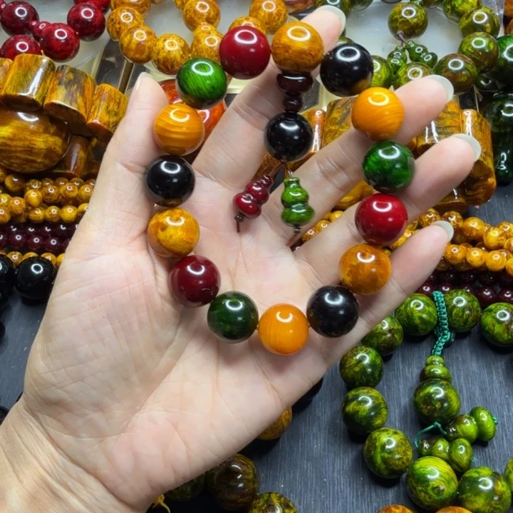 松木琥珀木文玩手串