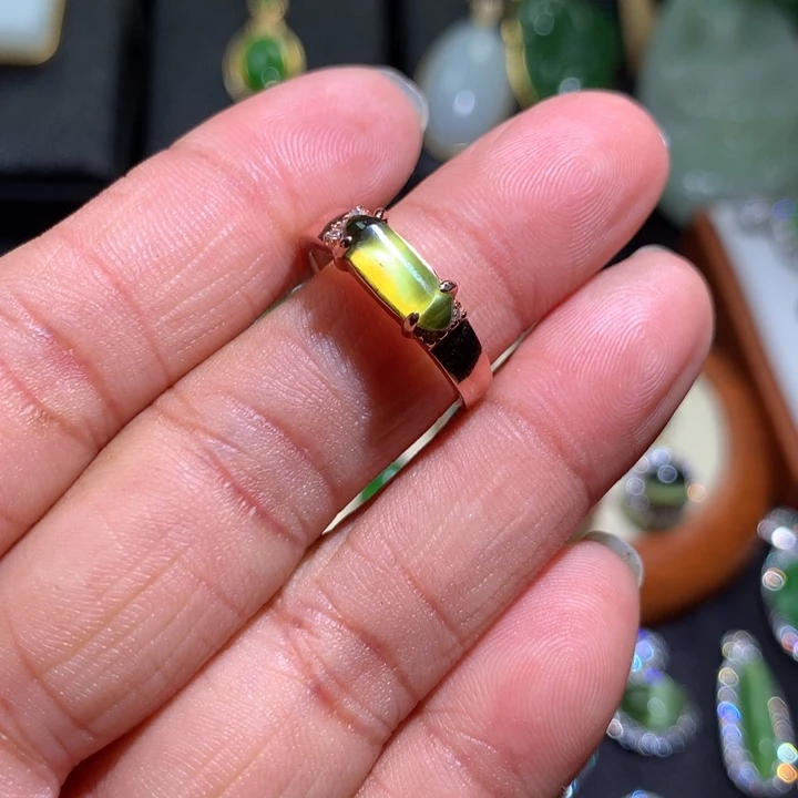 和田玉戒指银S925镶嵌